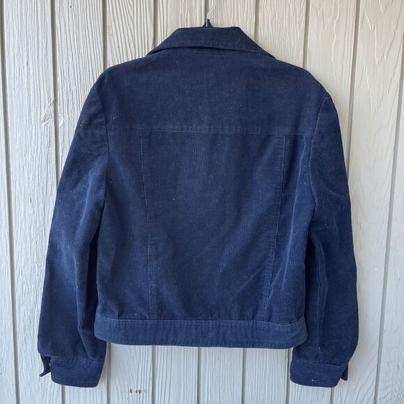 VTG 70s West Cal Cord Trucker Jacket Navy Snap Workwear Ranchwear - Picture 2 of 8